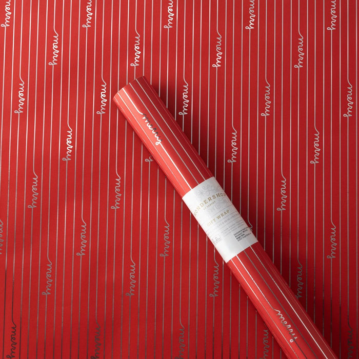25 sq ft Striped 'Merry' Gift Wrap Red/Silver - Wondershop