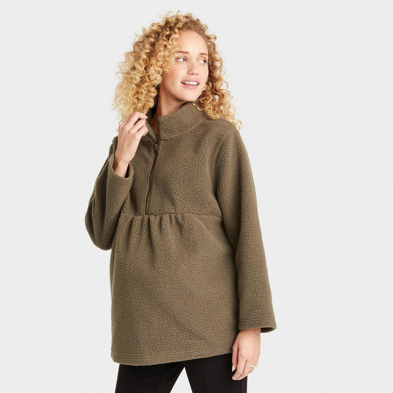 Sherpa Maternity Sweatshirt - Isabel Maternity by Ingrid & Isabel Olive Green L