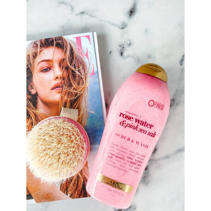 OGX Sensitive + Rose Water & Pink Sea Salt Scrub & Wash - 19.5 fl oz