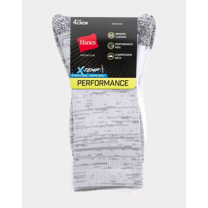 Hanes Premium Men's Performance Filament Crew Socks 4pk - Gray 6-12