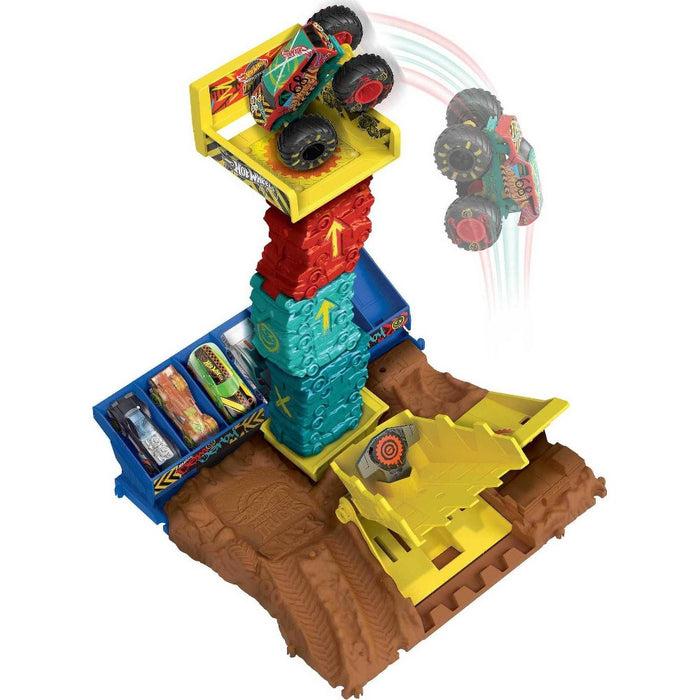 Hot Wheels Monster Trucks Arena Smashers Demo Derby Car Jump Challenge