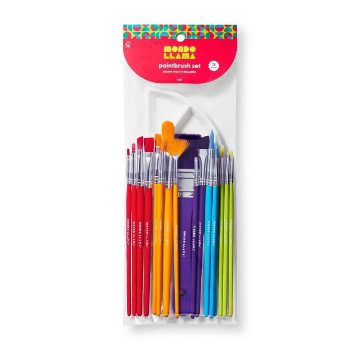 18pc Paintbrush and Palette Set - Mondo Llama