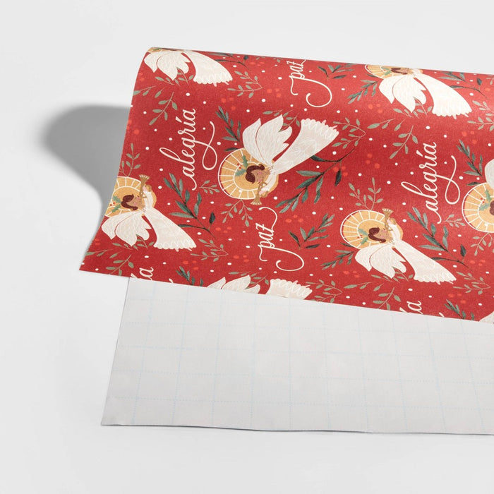 55 sq ft Angels Gift Wrap Red - Wondershop