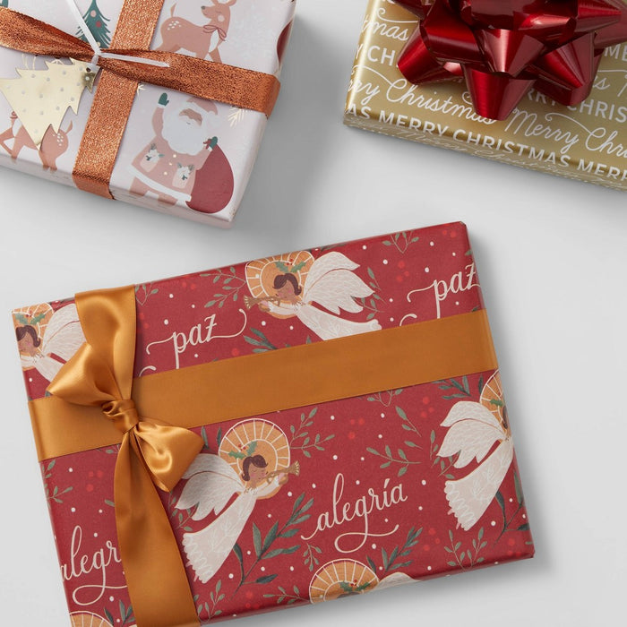 55 sq ft Angels Gift Wrap Red - Wondershop