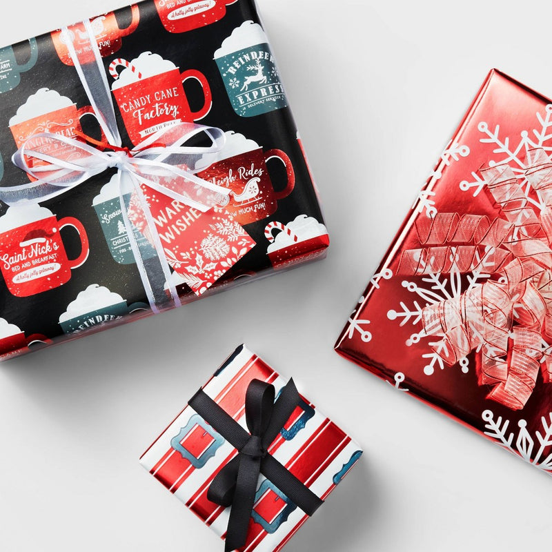 25 sq ft Santa Belts Gift Wrap - Wondershop (LOCAL PICKUP ONLY)