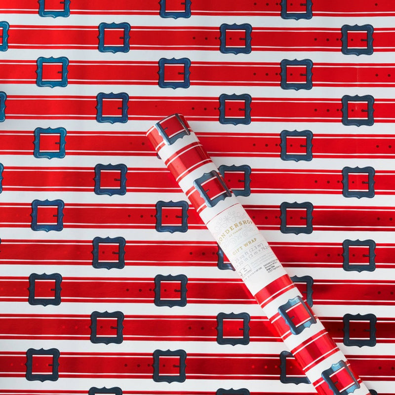 25 sq ft Santa Belts Gift Wrap - Wondershop (LOCAL PICKUP ONLY)