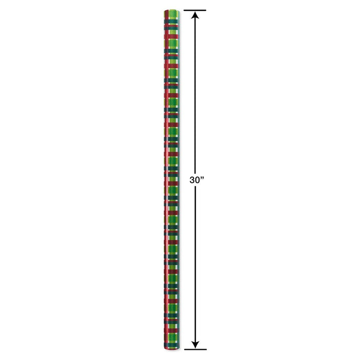 20 sq ft Christmas Roll Wrap Foil Plaid Green