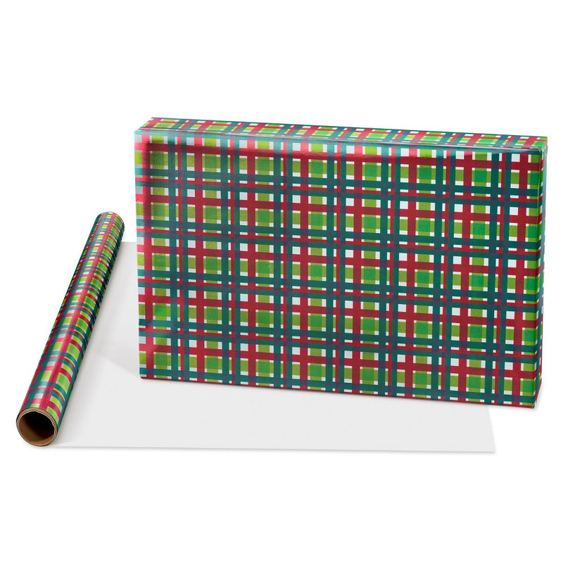 20 sq ft Christmas Roll Wrap Foil Plaid Green (LOCAL PICKUP ONLY)