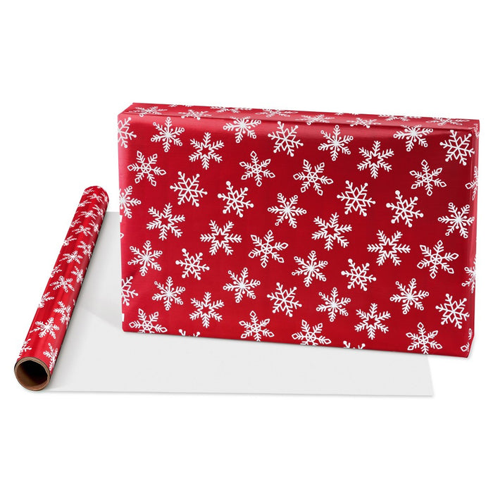 20 sq ft Snowflakes Christmas Roll Wrap Foil Red/White