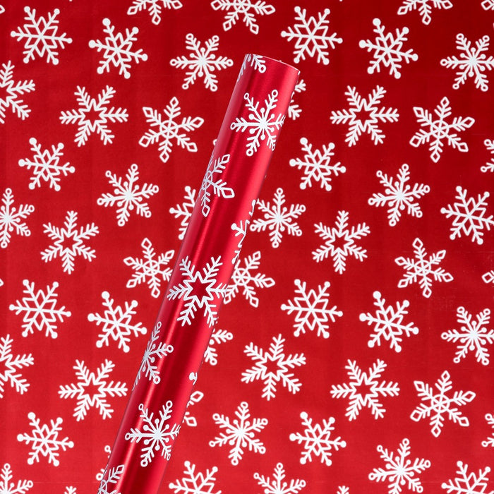 20 sq ft Snowflakes Christmas Roll Wrap Foil Red/White
