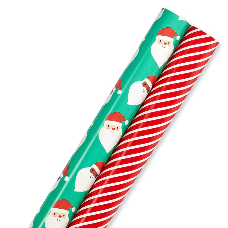 2pc 60 sq ft Santa and Striped Christmas Roll Wraps (LOCAL PICKUP ONLY)