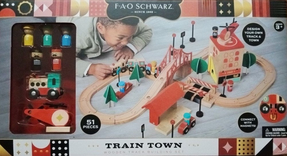 FAO Schwarz Toy Wood Train and Track