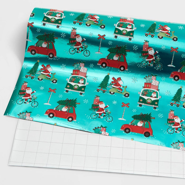 25 sq ft Santa on Wheels Gift Wrap - Wondershop