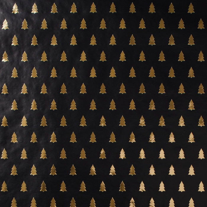 20 sq ft Gold Trees Gift Wrap Black - Wondershop