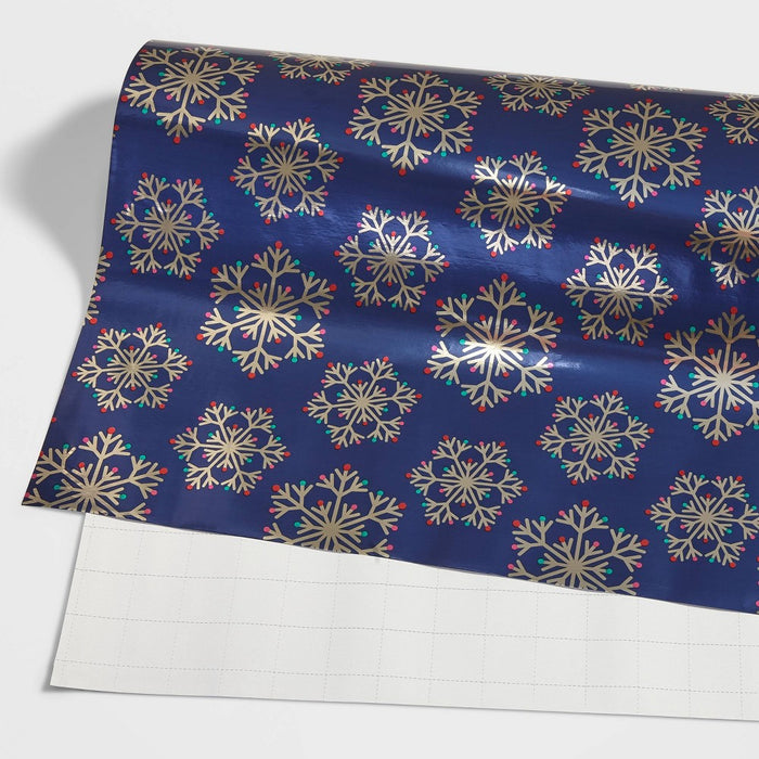 25 sq ft Snowflakes Gift Wrap Dark Blue - Wondershop