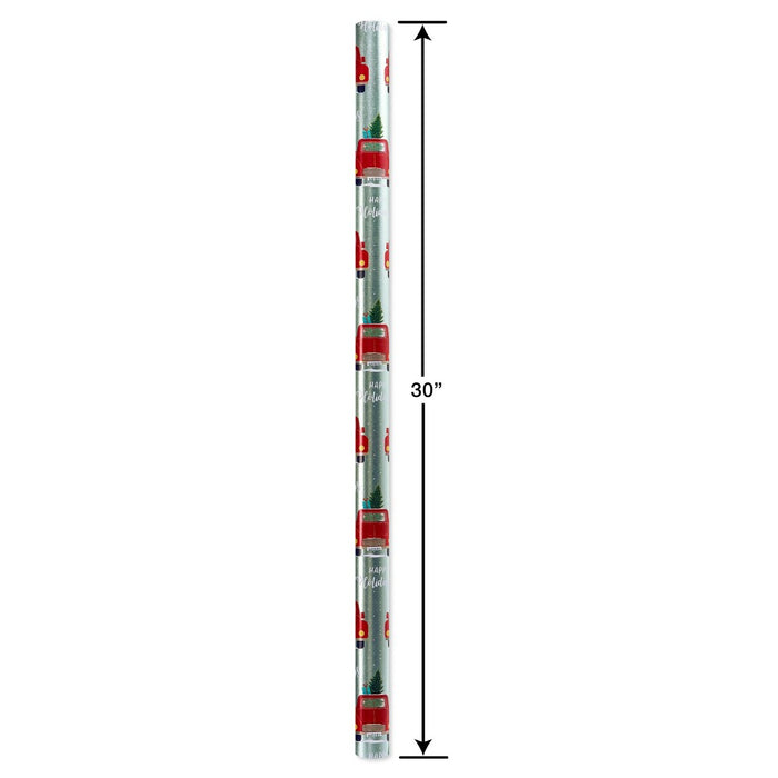 20 sq ft Happy Holiday Truck Christmas Roll Wrap Foil