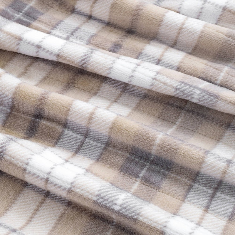 50"x60" Cozy Heated Throw Blanket Oatmeal Plaid - Brookstone