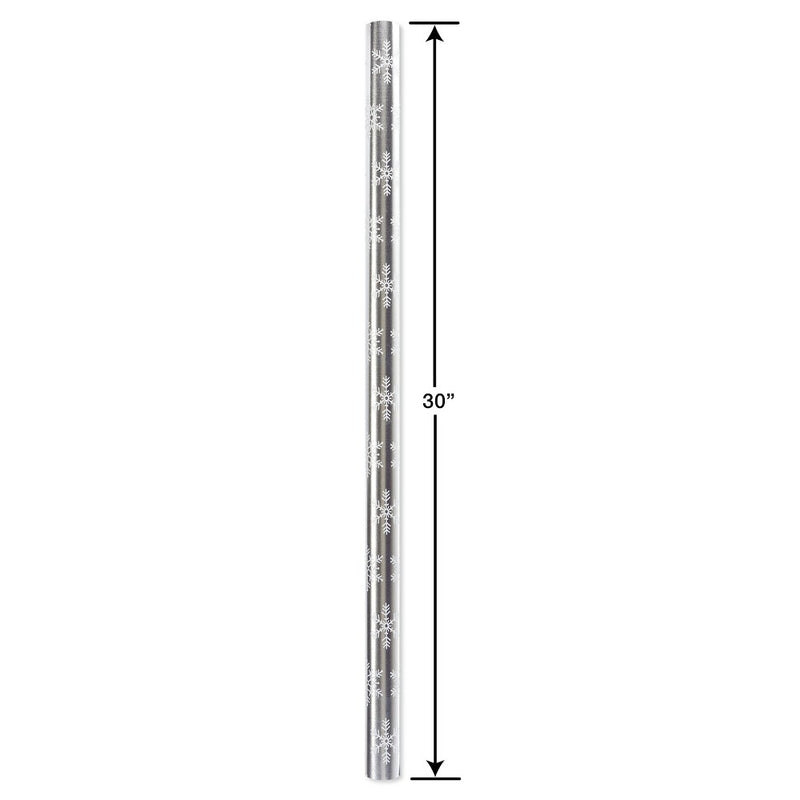 20 sq ft Roll Wrap Foil White Snowflakes Silver (LOCAL PICKUP ONLY)