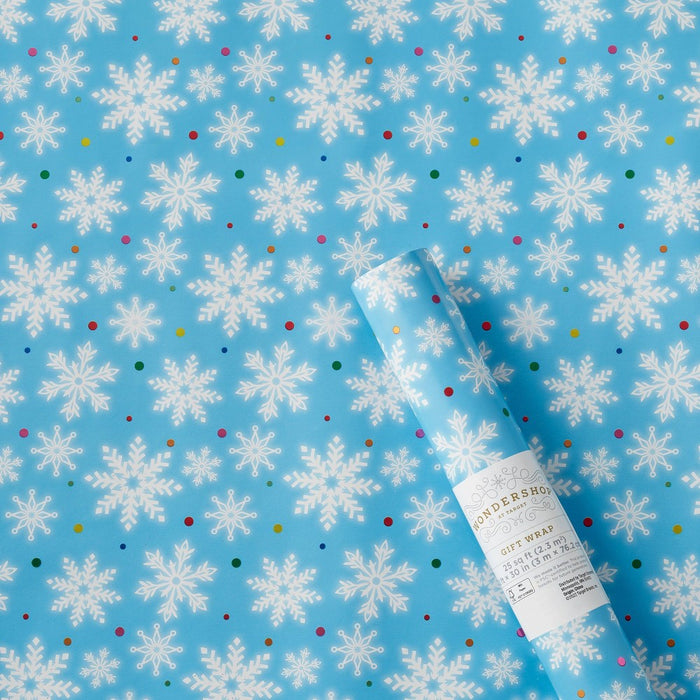 25 sq ft Snowflakes Gift Wrap Light Blue - Wondershop