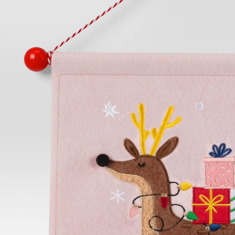15.25" Fabric Reindeer Hanging Christmas Wall Decor Pink - Wondershop