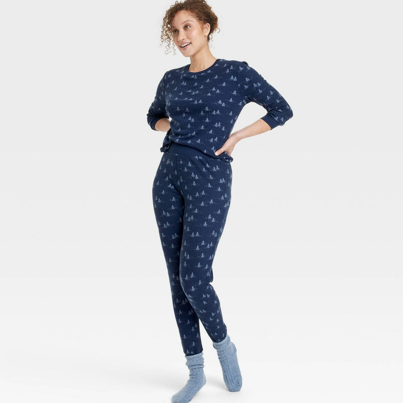 Women's Thermal Pajama Set - Stars Above Blue S