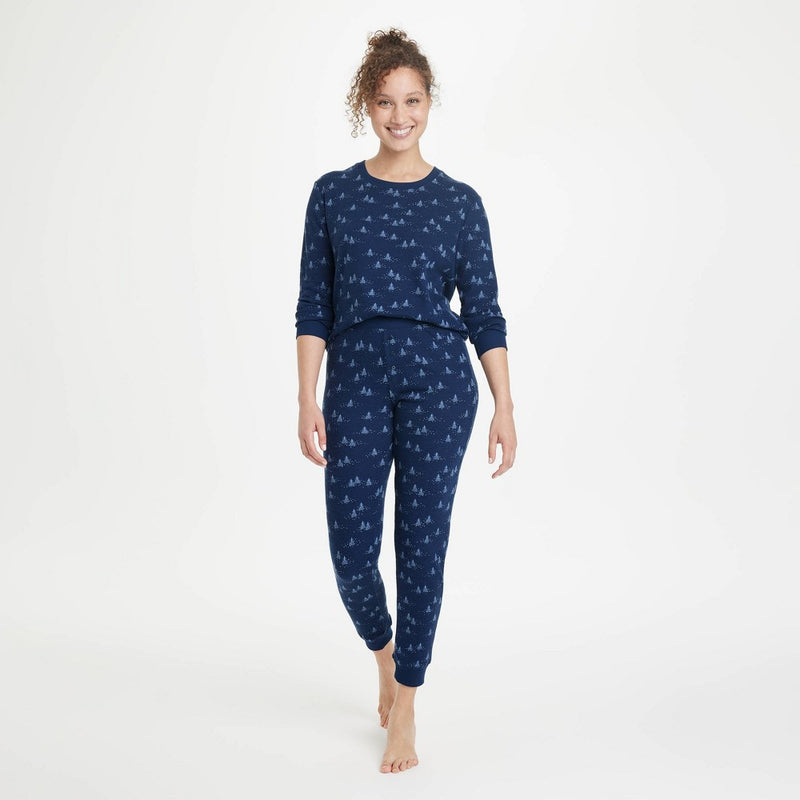 Women's Thermal Pajama Set - Stars Above Blue S