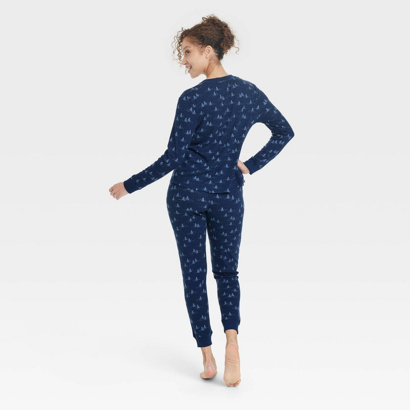 Women's Thermal Pajama Set - Stars Above Blue S