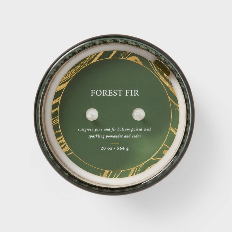 19oz Mercury Footed Ribbed Glass with Dustcover Green/Forest Fir - Threshold