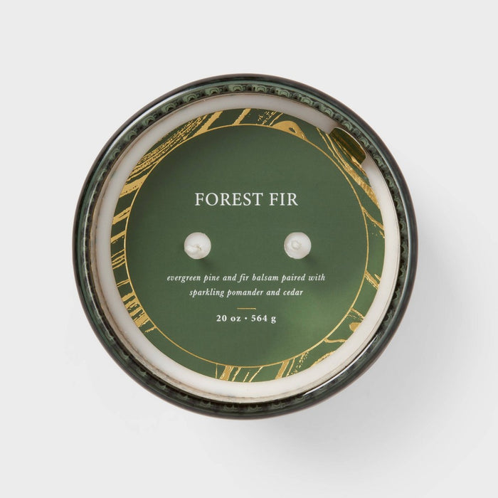 19oz Mercury Footed Ribbed Glass with Dustcover Green/Forest Fir - Threshold