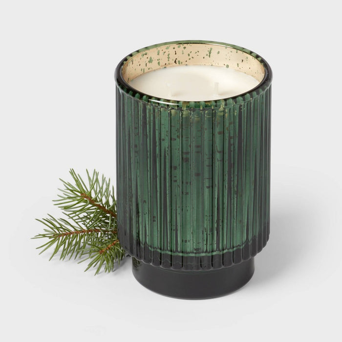 19oz Mercury Footed Ribbed Glass with Dustcover Green/Forest Fir - Threshold