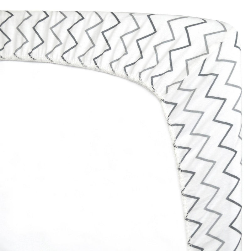 TL Care Printed 100% Cotton Knit Fitted Mini Crib Sheet - Navy Whale/Zigzag 2pk