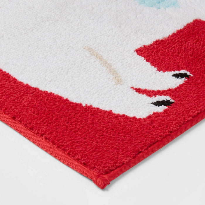 17"x24" Polar Bear Christmas Bath Rug Red - Wondershop