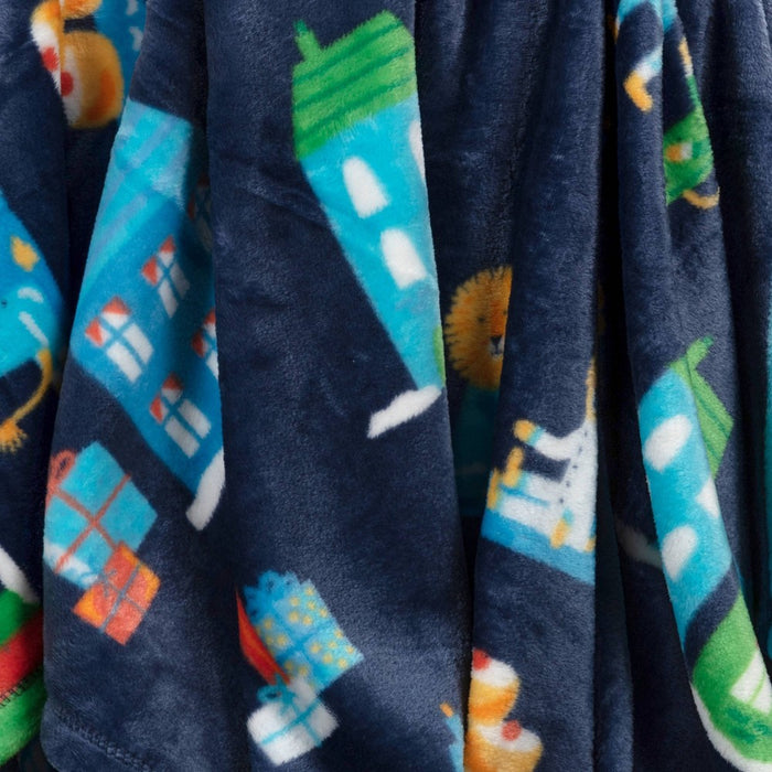 Hanukkah Printed Plush Throw Blanket Blue - Wondershop