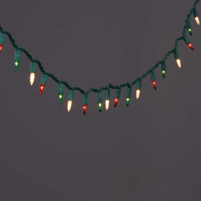 100ct Incandescent Smooth Mini Christmas String Lights Red/Green/White with Green Wire - Wondershop
