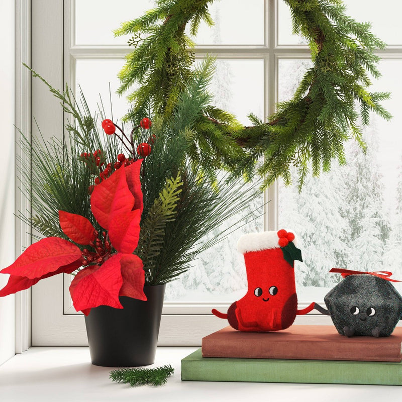 Felt Stocking and Coal Christmas Figurine Set - Wondershop Red/Gray