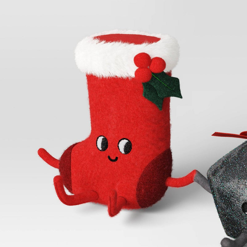 Felt Stocking and Coal Christmas Figurine Set - Wondershop Red/Gray