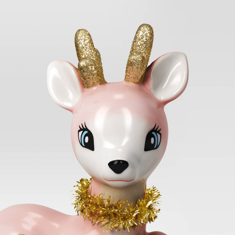 5.25" Ceramic Sitting Reindeer Animal Christmas Figurine - Wondershop Pink