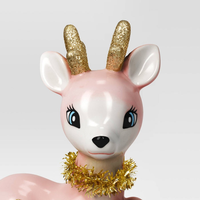 5.25" Ceramic Sitting Reindeer Animal Christmas Figurine - Wondershop Pink