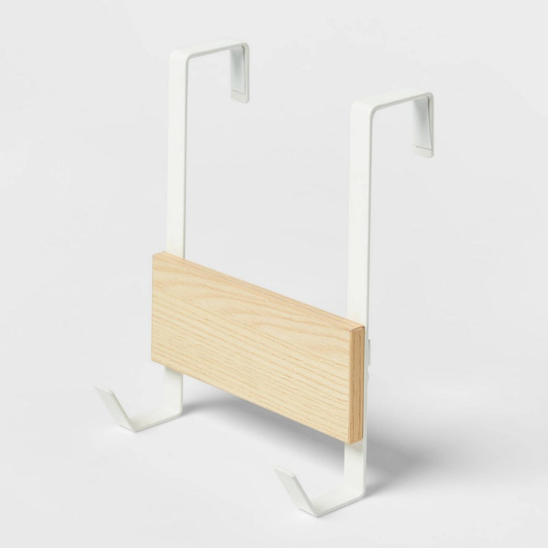 Small over the Door Hook with Wood 2 Hooks Matte White - Brightroom