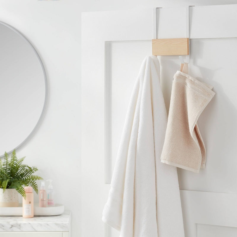 Small over the Door Hook with Wood 2 Hooks Matte White - Brightroom