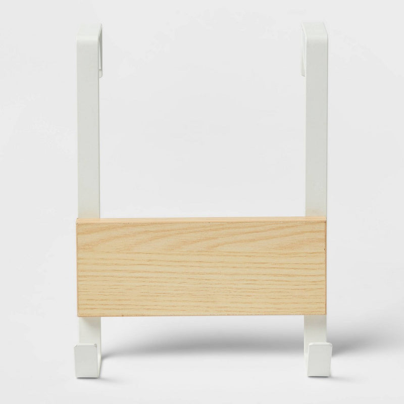 Small over the Door Hook with Wood 2 Hooks Matte White - Brightroom