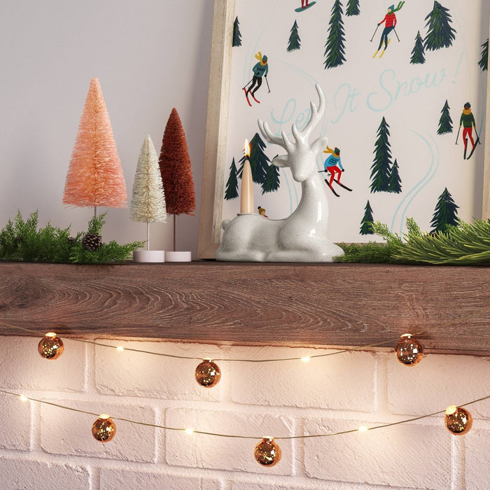 30ct LED Battery Operated Faux Mercury Gold Globe Christmas String Lights Warm White Gold Wire - Wondershop