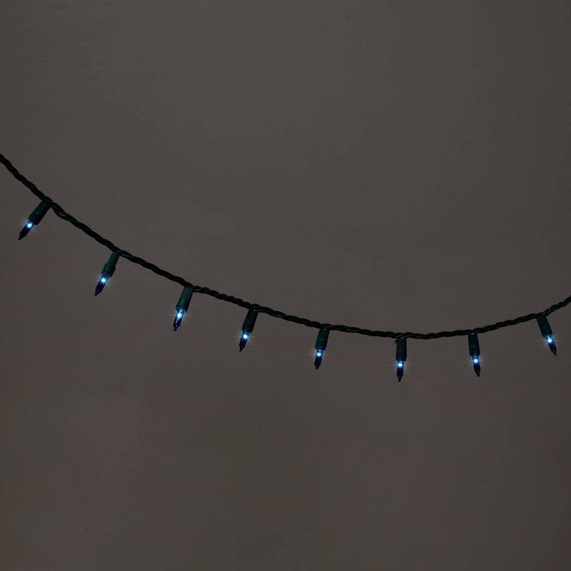 100ct Incandescent Smooth Mini Christmas String Lights Blue with Green Wire - Wondershop