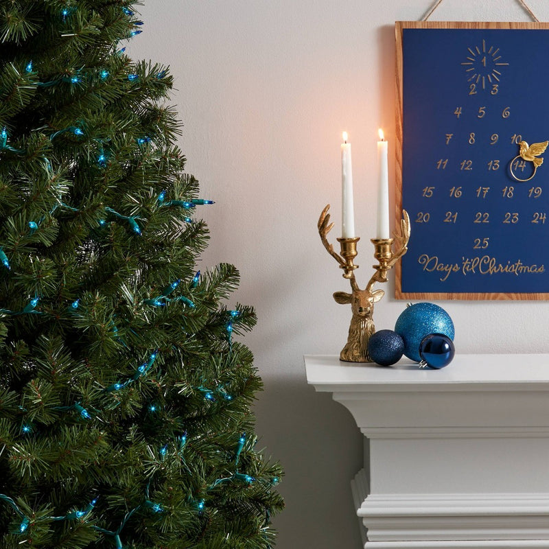 100ct Incandescent Smooth Mini Christmas String Lights Blue with Green Wire - Wondershop