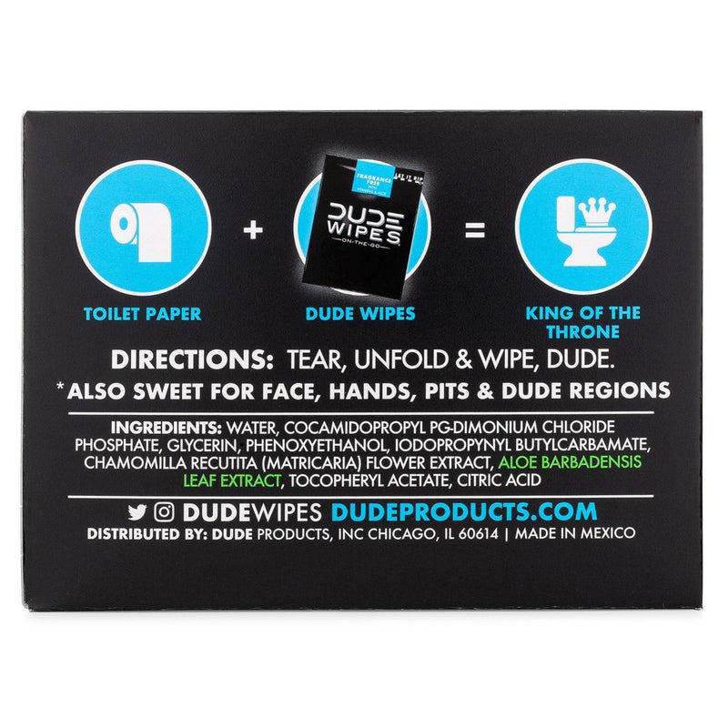 Dude Wipes Fragrance Free On-The-Go Flushable Personal Wipes - 30ct