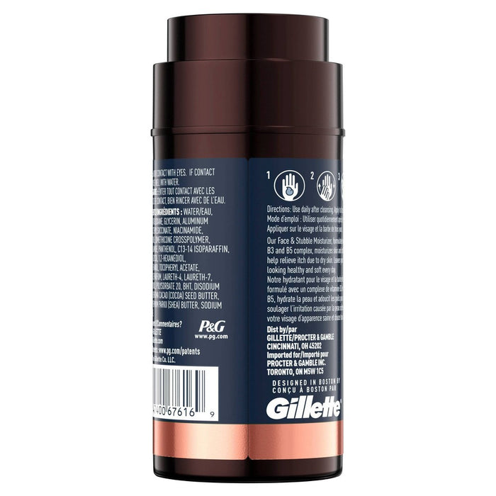 King C. Gillette Men's Face & Stubble Moisturizer with Vitamin B3 and B5 complex - Bergamot/Cedar Scent - 3.4 fl oz
