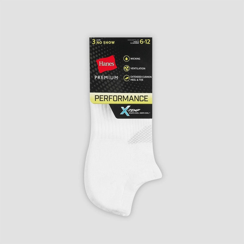 Men's Hanes Premium Performance Power Cool No Show Socks 3pk - White 6-12