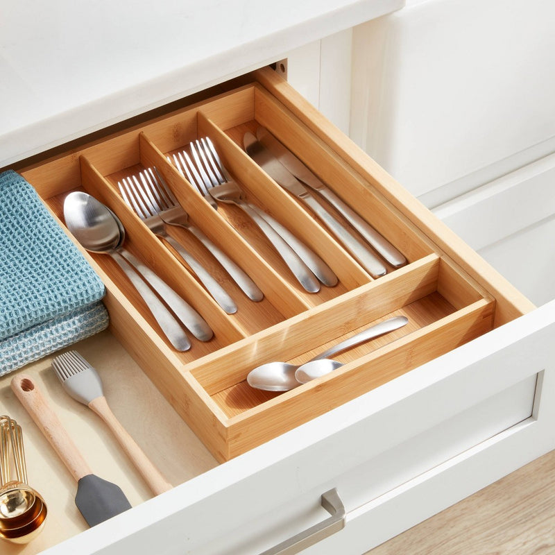 Bamboo 5 Compartment Flatware Drawer Organizer Brown - Brightroom