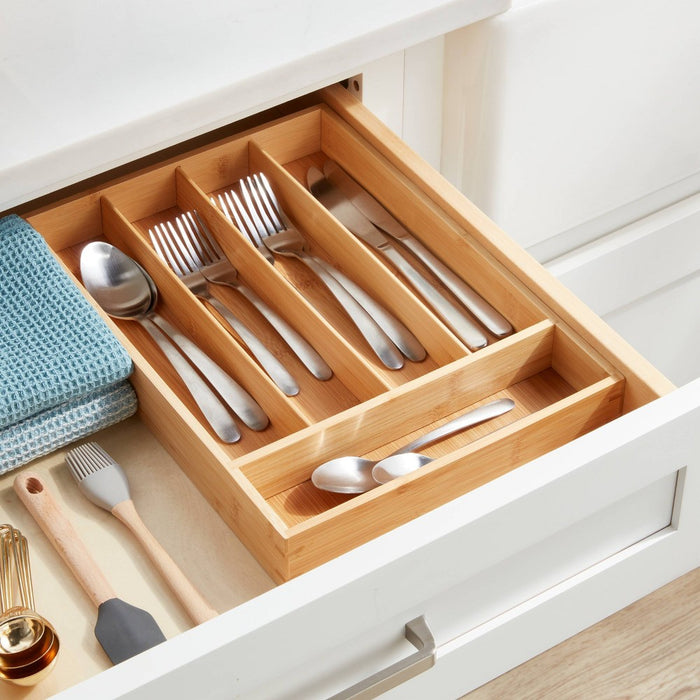 Bamboo 5 Compartment Flatware Drawer Organizer Brown - Brightroom