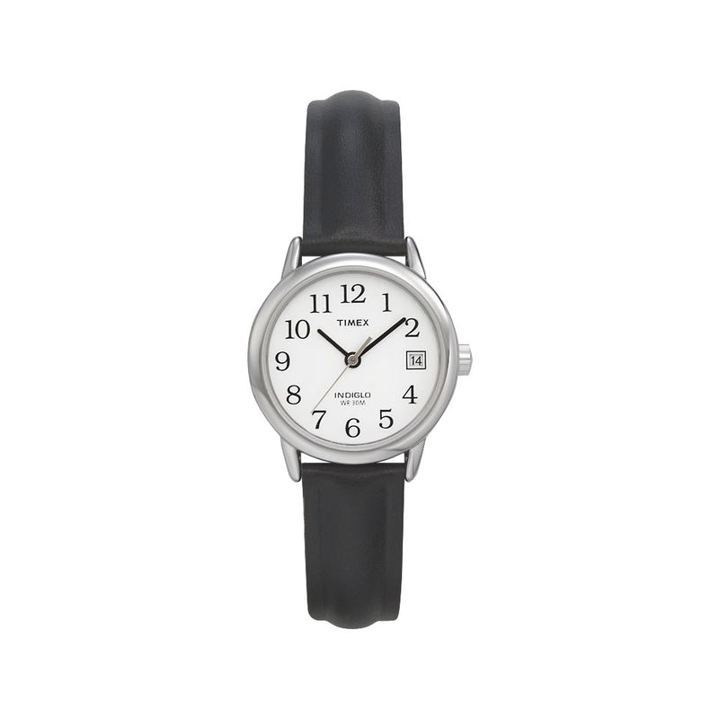 Women's Timex Easy Reader Watch with Leather Strap - Silver/Black T2H331JT